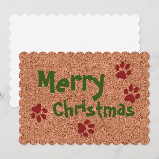 Merry Kerstw Paws Feestdagenkaart (Voorkant / Achterkant)