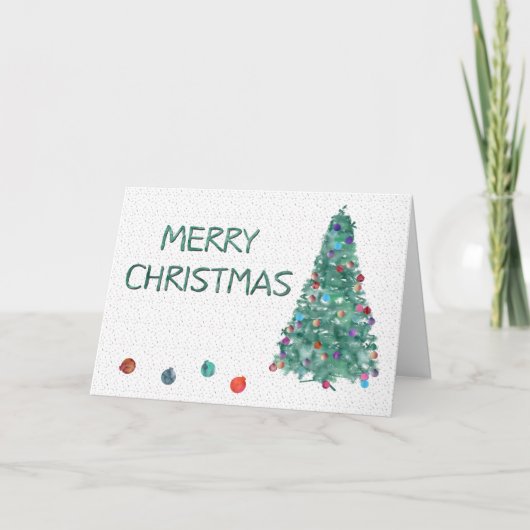 Merry kerstWaterverf Tree Feestdagen Kaart (Voorkant)