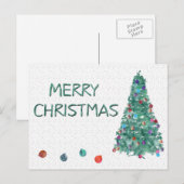 Merry kerstWaterverf Tree Feestdagenkaart (Voorkant / Achterkant)