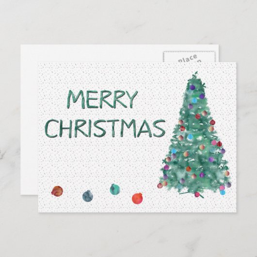 Merry kerstWaterverf Tree Feestdagenkaart (Voorkant / Achterkant)