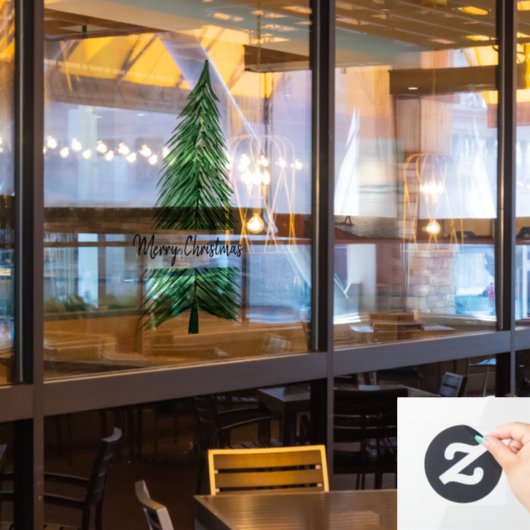 Merry kerstWaterverf Tree Raamsticker (Restaurant Raam)