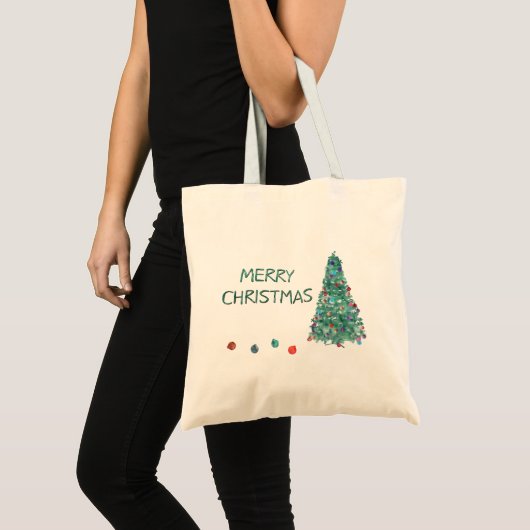 Merry kerstWaterverf Tree Tote Bag (Voorkant (product))