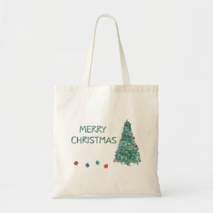 Merry kerstWaterverf Tree Tote Bag