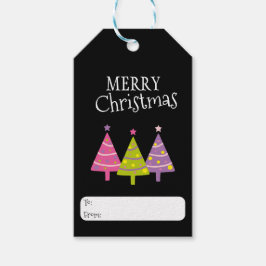 Merry KerstWhimsical Trees Cadeaulabel