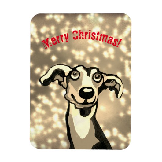 Merry Kerstwhippet Magnet Magneet (Verticaal)
