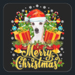 Merry Kerstwhippet mam Pap Xmas Vierkante Sticker<br><div class="desc">Merry Kerstwhippet mam Pap Xmas</div>