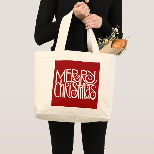 Merry KerstWhite Bag Grote Tote Bag (Voorkant (product))