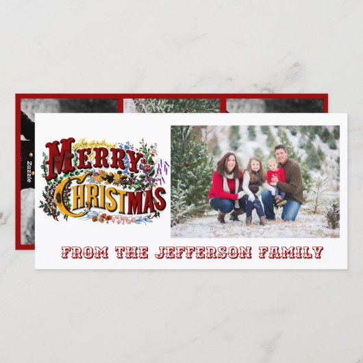 Merry KerstWhite-fotokaart Feestdagenkaart (Voorkant / Achterkant)