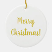Merry KerstWhite Gold Typography Festive Keramisch Ornament (Voorkant)
