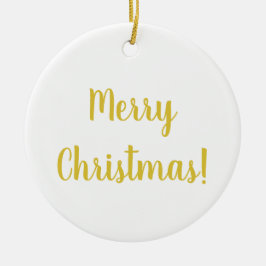 Merry KerstWhite Gold Typography Festive Keramisch Ornament