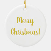 Merry KerstWhite Gold Typography Festive Keramisch Ornament (Achterkant)
