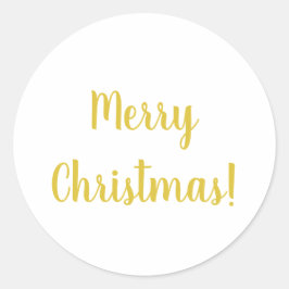Merry KerstWhite Gold Typography Festive Ronde Sticker