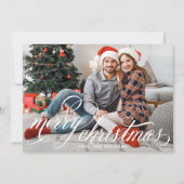 Merry KerstWhite Handgeschreven Manusfoto Feestdagenkaart (Voorkant)