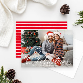 Merry KerstWhite Handgeschreven Manusfoto Feestdagenkaart