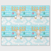 Merry KerstWhite Moose Cadeaupapier (Vlak)
