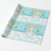 Merry KerstWhite Moose Cadeaupapier (Uitgerold)