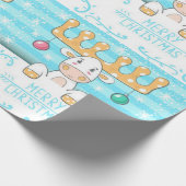 Merry KerstWhite Moose Cadeaupapier (Hoek)