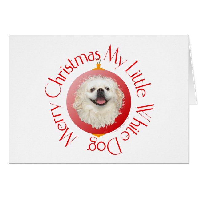 Merry KerstWhite Pekingese (Voorkant Horizontaal)