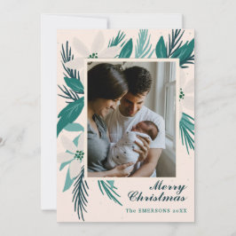 Merry Kerstwhite poinsettitis foto Kaart