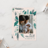 Merry Kerstwhite poinsettitis foto Kaart (Voorkant / Achterkant in situ)