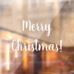 Merry KerstWhite Typografie Script Festive Raamsticker