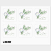Merry KerstWhite Winter Berries Vierkante Sticker (Vel)
