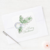 Merry KerstWhite Winter Berries Vierkante Sticker (Envelop)