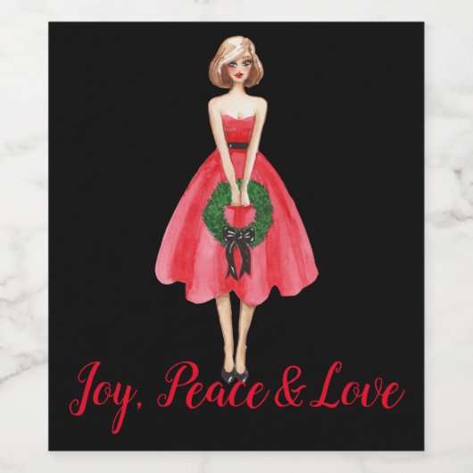 Merry-kerstwijnlabels Wijn Etiket (Enkel label)