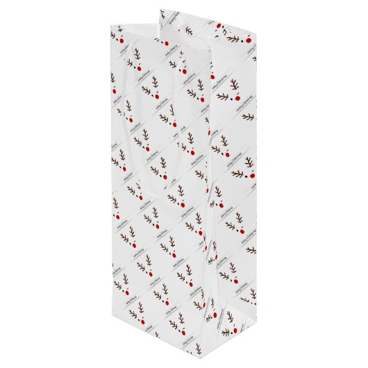 Merry Kerstwinking Rudolph Wijn Cadeautas (Achterkant Gekanteld)