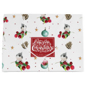 Merry KerstWinter Bird Pattern Personalized Groot Cadeauzakje (Voorkant)
