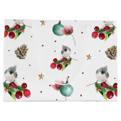 Merry KerstWinter Bird Pattern Personalized Groot Cadeauzakje (Achterkant)