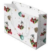 Merry KerstWinter Bird Pattern Personalized Groot Cadeauzakje (Achterkant Gekanteld)