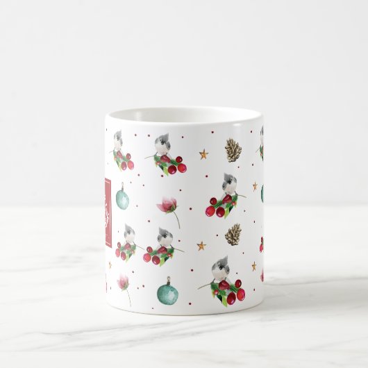 Merry KerstWinter Bird Pattern Personalized Koffiemok (Center)