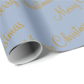 Merry KerstWinter Blauwe Calligrafie Cadeaupapier (Rol Hoek)