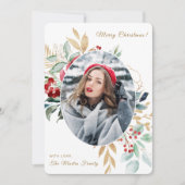 Merry KerstWinter Bouquet Foto Feestdagenkaart (Voorkant)