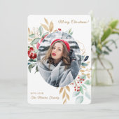 Merry KerstWinter Bouquet Foto Feestdagenkaart (Staand voorkant)