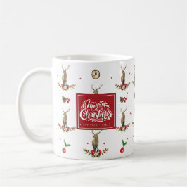 Merry KerstWinter Deer Pattern Gepersonaliseerd Koffiemok