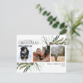 Merry KerstWinter Dusty Calligraphy Botanical Feestdagenkaart (Staand voorkant)