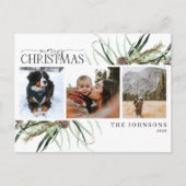 Merry KerstWinter Dusty Calligraphy Botanical Feestdagenkaart (Voorkant)