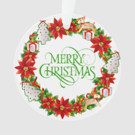 Merry KerstWinter Holiday Wreath Ornament