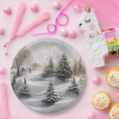 Merry Kerstwinter Landschap Papieren Bordje (Feest)