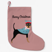 Merry Kerstwinter Miniatuur Pinscher Stocking Kleine Kerstsok (Voorkant)