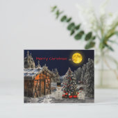 Merry KerstWinter Night Scene Briefkaart (Staand voorkant)