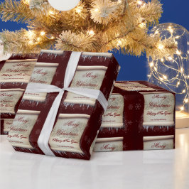 Merry KerstWinter Parchment Icicle Snowflakes Cadeaupapier
