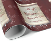 Merry KerstWinter Parchment Icicle Snowflakes Cadeaupapier (Rol Hoek)