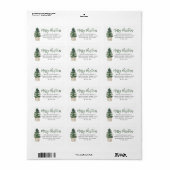 Merry Kerstwinter Pine Tree Return-adres Etiket (Full Sheet)