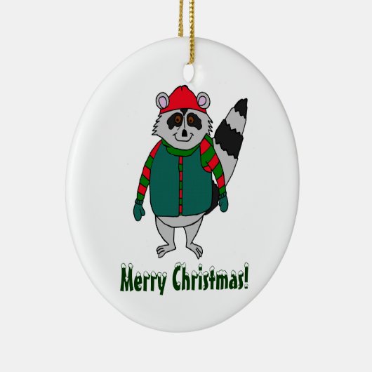 Merry KerstWinter Raccoon Ornament (Rechts)