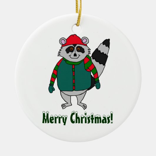 Merry KerstWinter Raccoon Ornament (Voorkant)