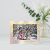 Merry Kerstwinter Roos Gold Foto Glitter Briefkaart (Staand voorkant)