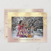 Merry Kerstwinter Roos Gold Foto Glitter Briefkaart (Voorkant / Achterkant)
